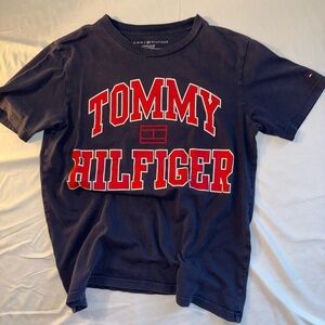 Tommy Hilfiger Kids T-Shirt in Navy and Red, Vintage, Y2K